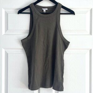Standard James Perse shirt green ribbed cutaway tank top size 4 NWT